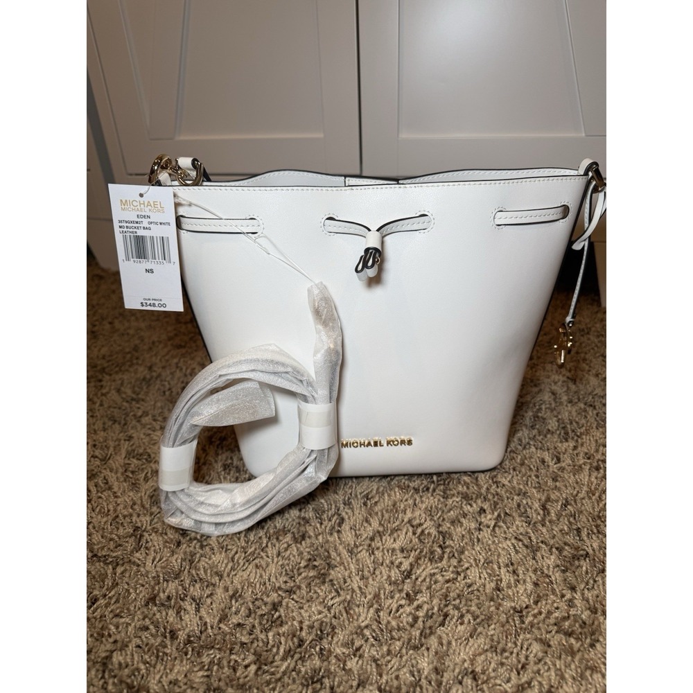 Michael Kors - "Eden" Optic White Medium Bucket Bag NEW With Tags
